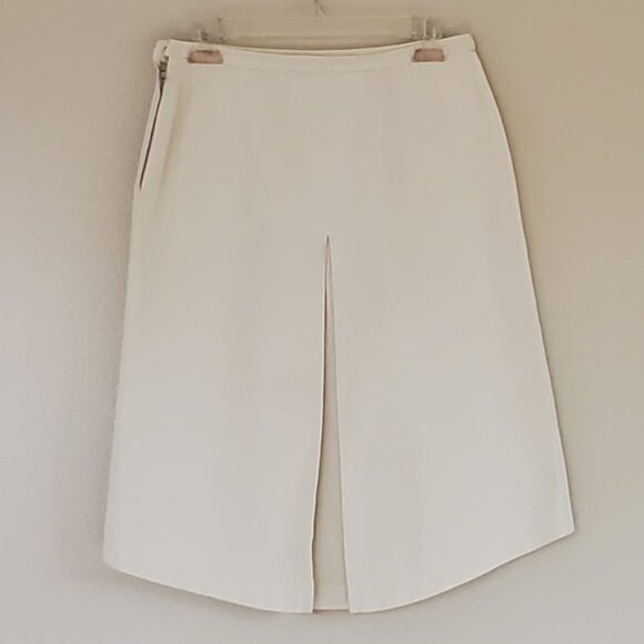 Weekend MaxMara Off-White Cotton Flared Line Midi Skirt. Size 40 - Picture 2 of 8